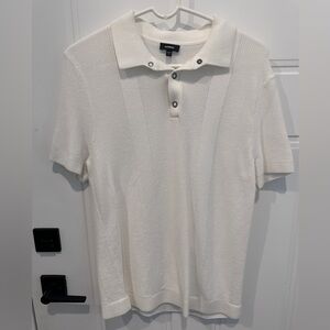 Express Men's White Sweater Polo Shirt